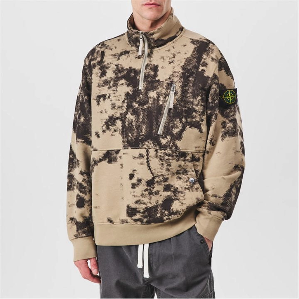 Stone Island Camouflage quarter Zip Sweatshirt - Grey